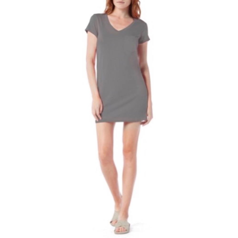 Michael Stars Silver V-Neck Jersey Mini Dress